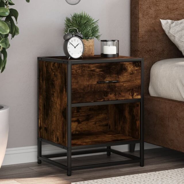 Berkfield Home Bedside Cabinets 2 pcs Smoked Oak 40x31x50 cm Engineered Wood in Brown - Size: 40 x 31 x 50 cm - image 1