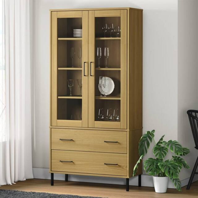 Berkfield Home Bookcase with Metal Legs Brown 85x35x172.5 cm Solid Wood OSLO - image 1