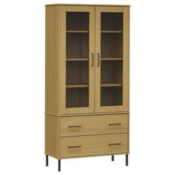 Berkfield Home Bookcase with Metal Legs Brown 85x35x172.5 cm Solid Wood OSLO - thumbnail 2