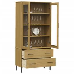 Berkfield Home Bookcase with Metal Legs Brown 85x35x172.5 cm Solid Wood OSLO - thumbnail 3