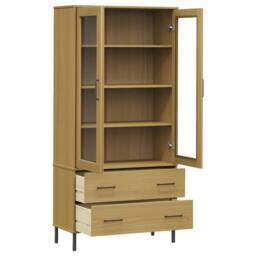 Berkfield Home Bookcase with Metal Legs Brown 85x35x172.5 cm Solid Wood OSLO - thumbnail 5