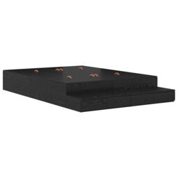 Berkfield Home Storage Bed Frame Black oak Engineered wood 140 x 190 cm - thumbnail 3