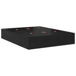 Berkfield Home Storage Bed Frame Black oak Engineered wood 140 x 190 cm - thumbnail 6