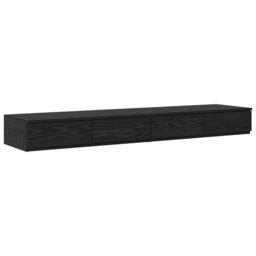 Berkfield Home Storage Bed Frame Black oak Engineered wood 140 x 190 cm - thumbnail 7