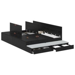 Berkfield Home Storage Bed Frame Black oak Engineered wood 140 x 190 cm - thumbnail 2