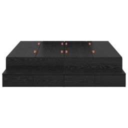 Berkfield Home Storage Bed Frame Black oak Engineered wood 140 x 190 cm - thumbnail 8