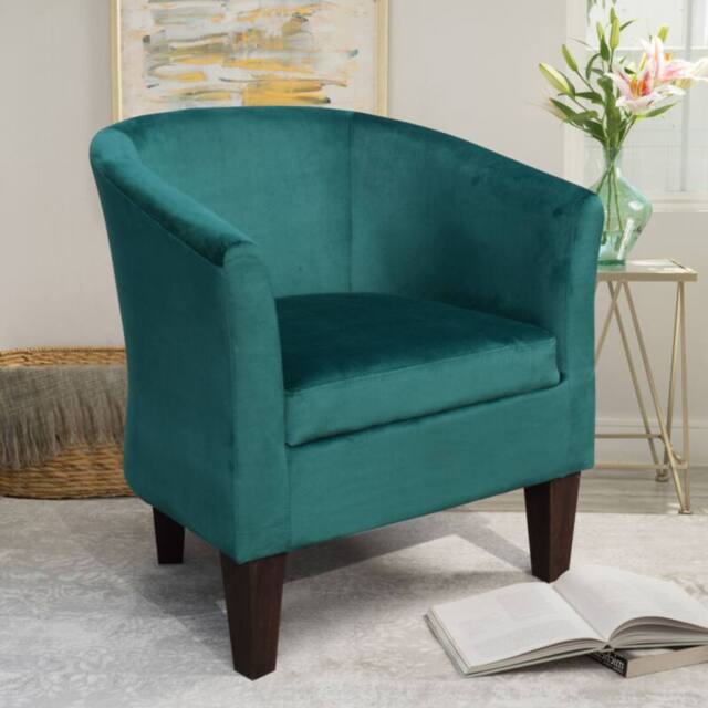 Comfy Living Ltd Brushed Velvet Tub Chair in Green - image 1