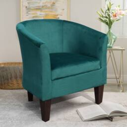 Comfy Living Ltd Brushed Velvet Tub Chair in Green - thumbnail 1