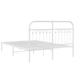 Berkfield Home Metal Bed Frame without Mattress with Headboard White 140x200cm - Size: 140x200 cm - thumbnail 6
