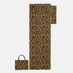 OHS Printed Beach Towel in a Bag with Inflatable Bolster Pillow Set in Brown - thumbnail 5