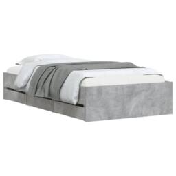 Berkfield Home Bed Frame with Drawers without Mattress Concrete Grey 90x190 cm Single - thumbnail 3