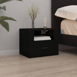 Berkfield Home Wall-mounted Bedside Cabinet Black 50x36x40 cm - Size: 50 x 36 x 40 cm - thumbnail 2