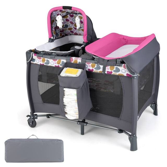 CASART Foldable Nursery Center Bassinet Baby Playard w/Diaper Changing Table - Size: Crib - image 1