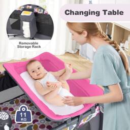 CASART Foldable Nursery Center Bassinet Baby Playard w/Diaper Changing Table - Size: Crib - thumbnail 7