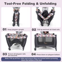 CASART Foldable Nursery Center Bassinet Baby Playard w/Diaper Changing Table - Size: Crib - thumbnail 6