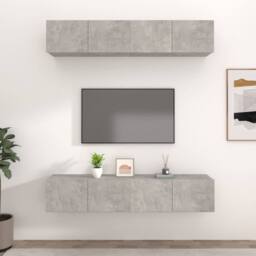 Berkfield Home TV Cabinets 4 pcs Concrete Grey 80x30x30 cm Engineered Wood - Size: 80 x 30 x 30 cm - thumbnail 2