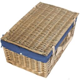 Red Hamper Wicker 51cm Antique Wash Picnic Basket with Cotton Lining in Blue - thumbnail 3
