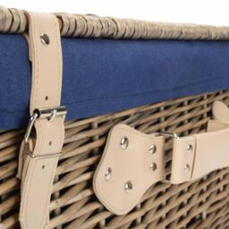 Red Hamper Wicker 51cm Antique Wash Picnic Basket with Cotton Lining in Blue - thumbnail 4