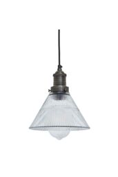 Industville Brooklyn Glass Funnel Pendant, 7 Inch, Pewter Holder in Dark Grey - thumbnail 2