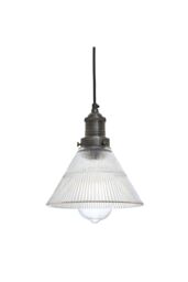 Industville Brooklyn Glass Funnel Pendant, 7 Inch, Pewter Holder in Dark Grey - thumbnail 1