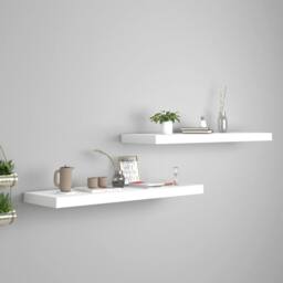 Berkfield Home Floating Wall Shelves 2 pcs White 80x23.5x3.8 cm MDF - thumbnail 2