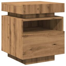 Berkfield Home Bedside Cabinets with LED Lights 2 pcs Artisan Oak 40x39x48.5 cm in Brown - thumbnail 6
