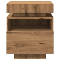 Berkfield Home Bedside Cabinets with LED Lights 2 pcs Artisan Oak 40x39x48.5 cm in Brown - thumbnail 7