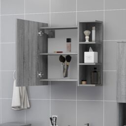 Berkfield Home Bathroom Mirror Cabinet Grey Sonoma 62.5x20.5x64 cm Engineered Wood - thumbnail 3