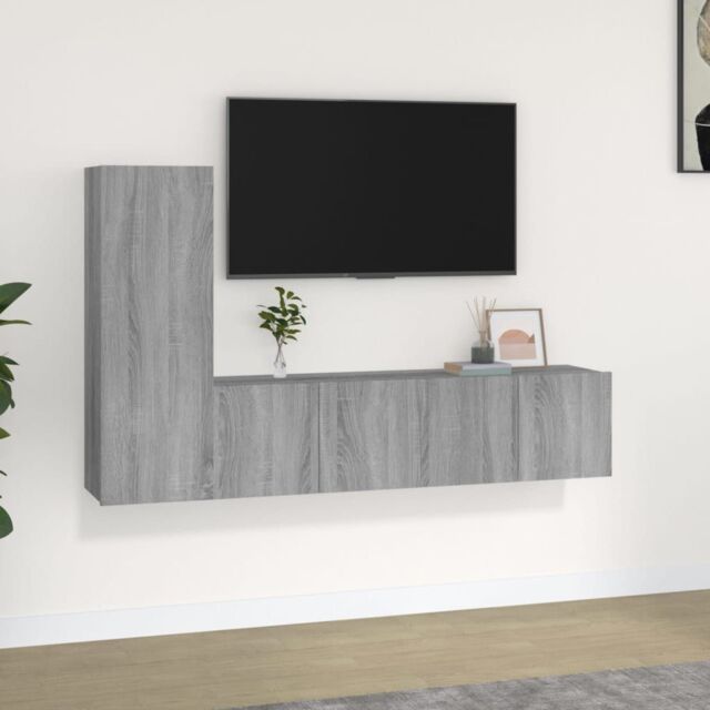 Berkfield Home 3 Piece TV Cabinet Set Grey Sonoma Engineered Wood - image 1