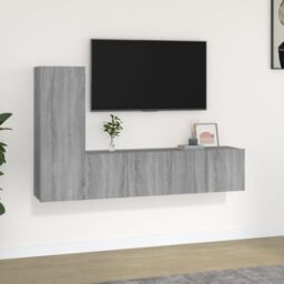 Berkfield Home 3 Piece TV Cabinet Set Grey Sonoma Engineered Wood - thumbnail 1