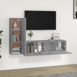 Berkfield Home 3 Piece TV Cabinet Set Grey Sonoma Engineered Wood - thumbnail 3
