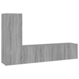 Berkfield Home 3 Piece TV Cabinet Set Grey Sonoma Engineered Wood - thumbnail 2