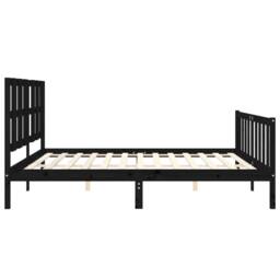 Berkfield Home Bed Frame with Headboard Black 200x200 cm Solid Wood - thumbnail 7