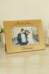 Personalised Memento Company Personalised Free Text 6x4 Wooden Photo Frame in Brown - thumbnail 3