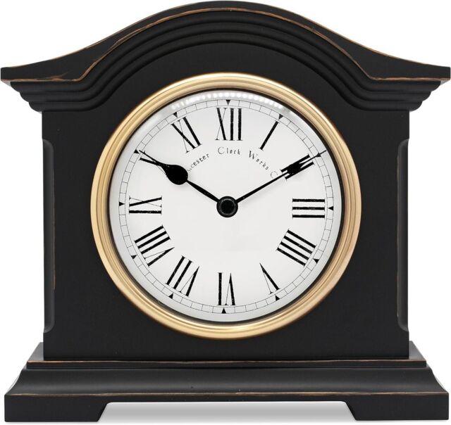 Acctim Falkenburg Mantel Clock Quartz Mechanism Distressed Finish in Black - image 1