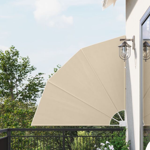 Berkfield Home Balcony Privacy Screen Folding Manual Beige 140 x 140 cm Fabric - image 1
