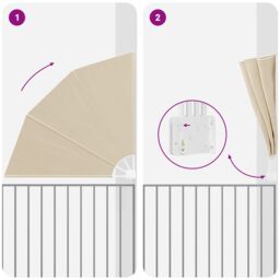 Berkfield Home Balcony Privacy Screen Folding Manual Beige 140 x 140 cm Fabric - thumbnail 8
