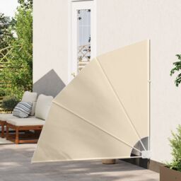 Berkfield Home Balcony Privacy Screen Folding Manual Beige 140 x 140 cm Fabric - thumbnail 3