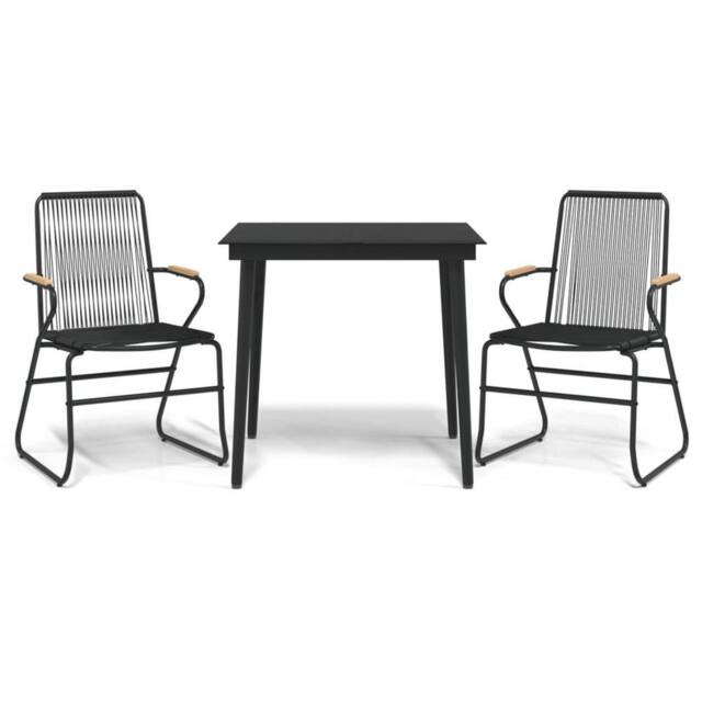 Berkfield Home 3 Piece Garden Dining Set Black PVC Rattan - image 1