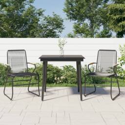 Berkfield Home 3 Piece Garden Dining Set Black PVC Rattan - thumbnail 2