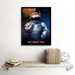 "Artery8 NASA Space Job Advert We Need You Home Decor 12x16"" Framed Art Print in Blue - Size: W12"" x H16""" - thumbnail 2