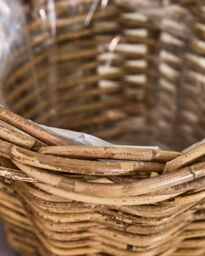 Dibor Traditional Lined Extra Small Wicker Planter Basket with Handles in Grey - thumbnail 3