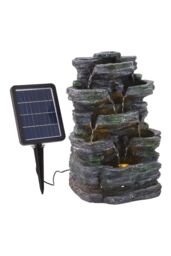 Garden Sanctuary Faux Rockery Outdoor Water Fountain with Solar-Powered Lights in Grey - thumbnail 5