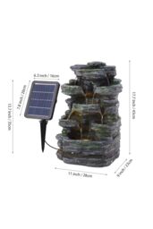 Garden Sanctuary Faux Rockery Outdoor Water Fountain with Solar-Powered Lights in Grey - thumbnail 6