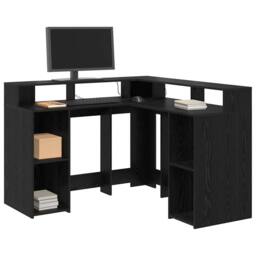 Berkfield Home Desk Black Oak 130x130x91 cm Engineered Wood - Size: 130 x 130 x 91 cm - thumbnail 3
