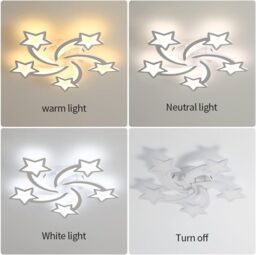 COMELY LED Ceiling Light, 50W Star Dimmable Ceiling Light, White Chandelier - thumbnail 8