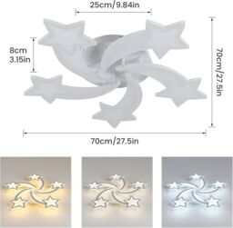 COMELY LED Ceiling Light, 50W Star Dimmable Ceiling Light, White Chandelier - thumbnail 5