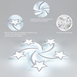 COMELY LED Ceiling Light, 50W Star Dimmable Ceiling Light, White Chandelier - thumbnail 7