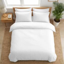 Pamposh 400TC Cotton Sateen Duvet Cover Sets - Smooth & Soft Feel in White - Size: Double - thumbnail 4