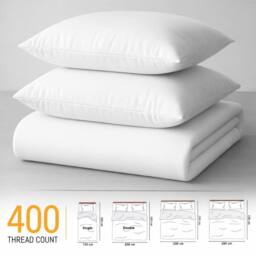 Pamposh 400TC Cotton Sateen Duvet Cover Sets - Smooth & Soft Feel in White - Size: Double - thumbnail 7